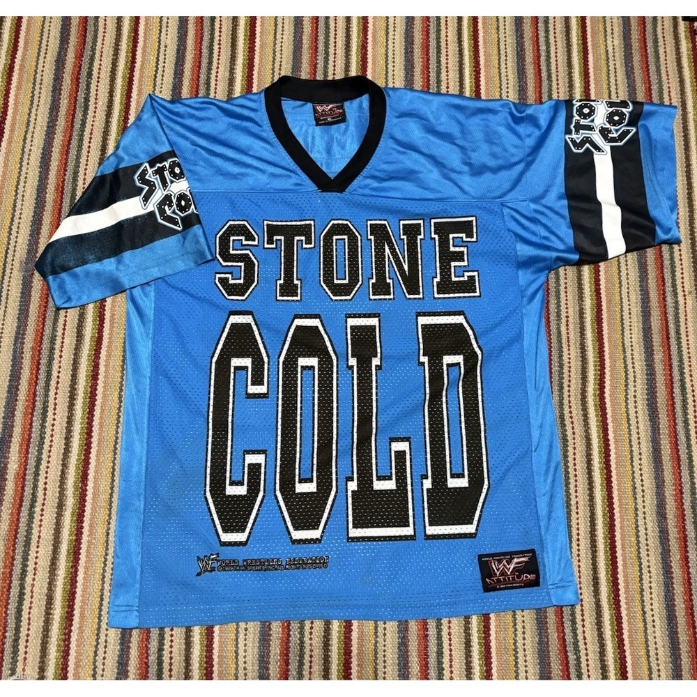 Vintage Stone Cold Steve Austin Jersey Men's XL Blue 1999 WWF WWE Rattlesnake